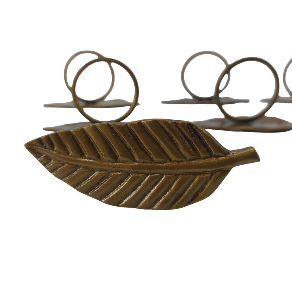 Leaf Napkin Ring Metal Home Decor Thanksgiving Dinner Set of 8
